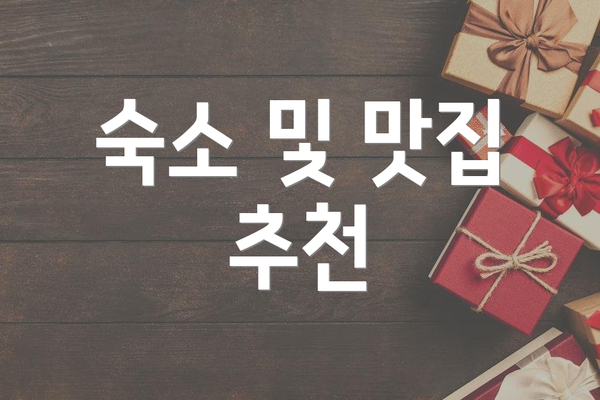 숙소 및 맛집 추천