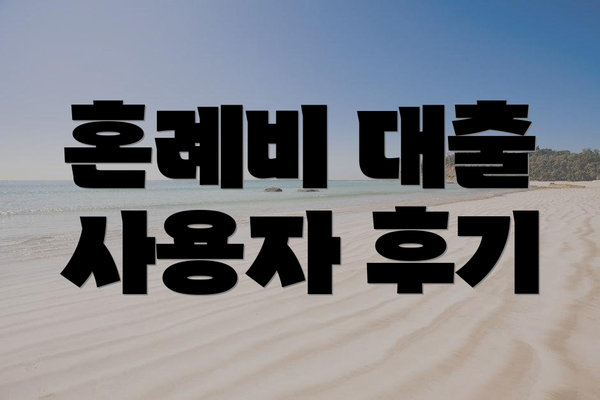 혼례비 대출 사용자 후기